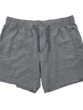 Perry Ellis Linen Blend Shorts Mens L (34-36) Gray Grey Elastic 7" Inseam Summer